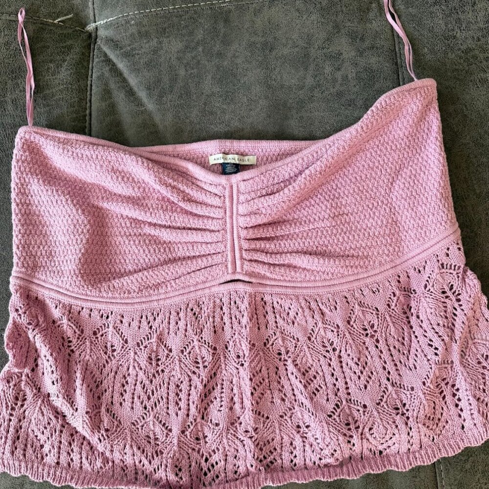 AE Cropped Crochet Tube Top